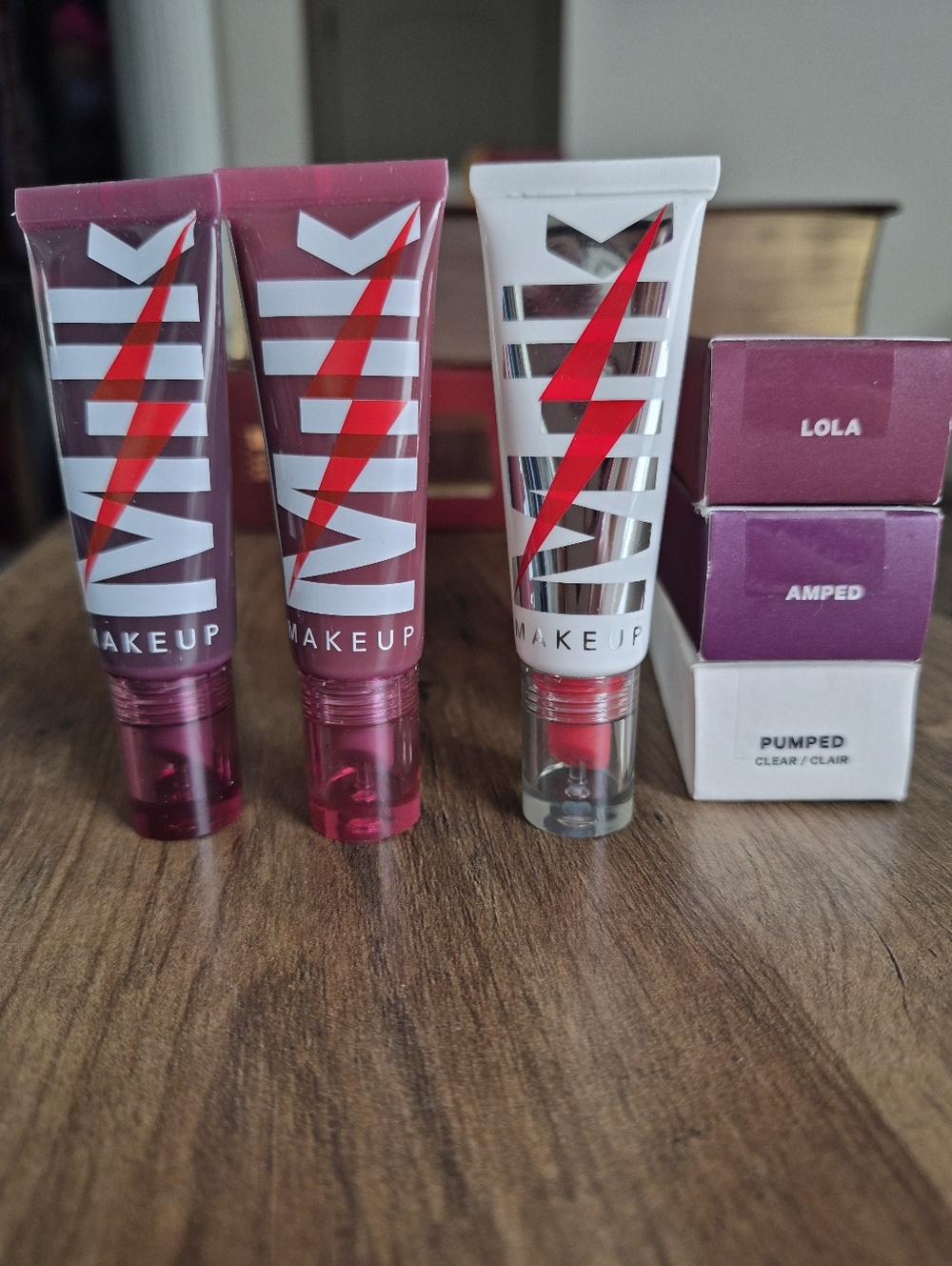 Milk Makeup Lip Gloss Trio — Pink & Clear Shades (Lola, Amped, Pumped)